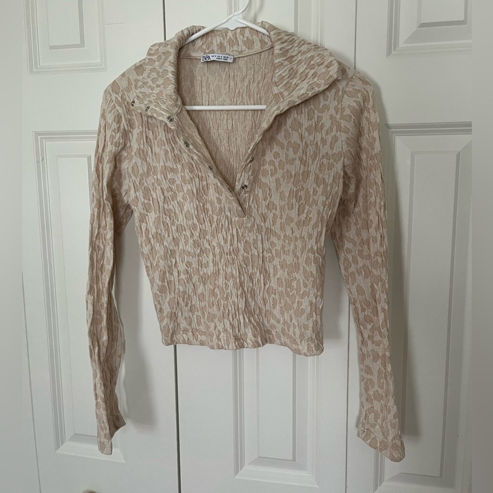 ZARA Tan Button Top